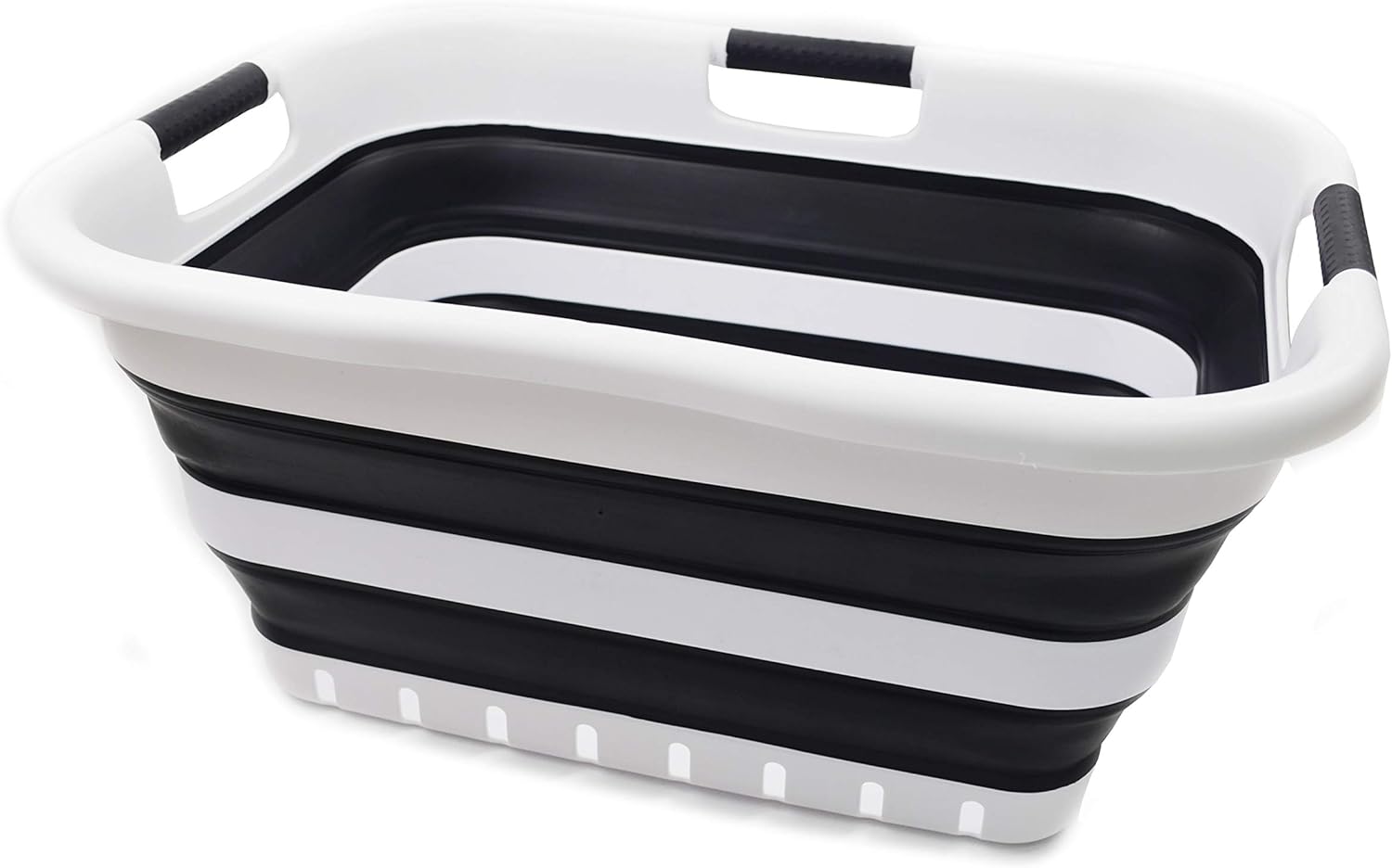 SAMMART Collapsible 3 Handled Plastic Laundry Basket Foldable Pop Up