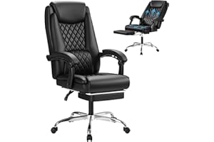 Furmax Office Chair with Footrest Ergonomic High Back Design Executive Computer Desk Chair400lbs, 90-135° Reclining Leather Home Office Desk Chairs Swivel Task Chairs with Wheels(Black)