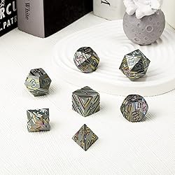 DNDND Rainbow Stripe DND Metal Dice Set,7 PCS Zinc