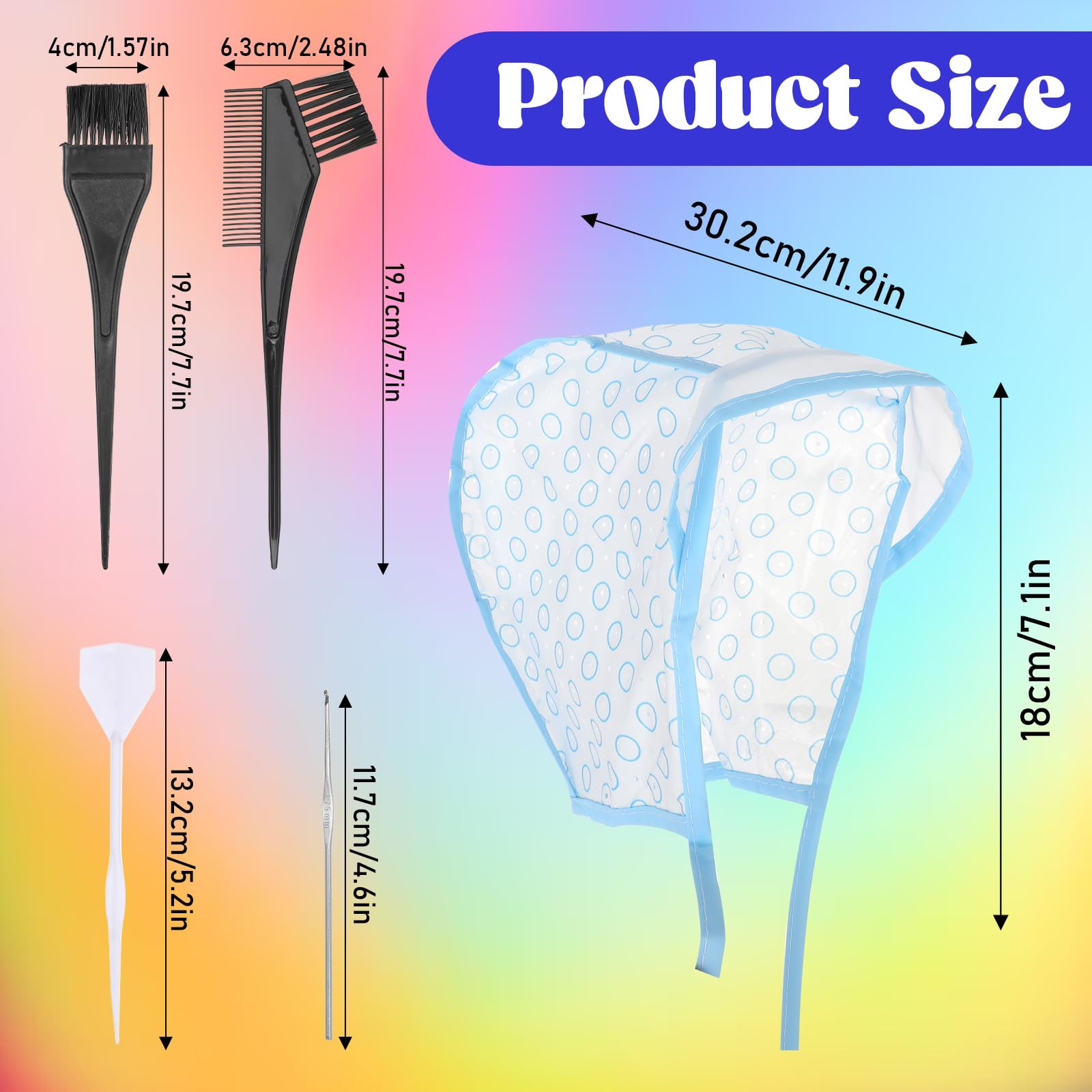 3 Pcs Hair Highlighting Caps, Bleach Cap Coloring Frosting Dye Kit, Highlighting Kit, Highlight Cap with Hooks Highlight Hair Coloring Frosting Dye Kit for Salon Hair Dyeing Hairdressing