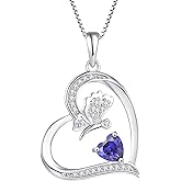 FJ Butterfly Necklace for Women 925 Sterling Silver Heart Birthstone Pendant Jewelry Gifts for Wife Girlfriend Mom Daughter