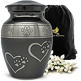 Medium Pet Ashes Urn - Cremation Urn for Dogs & Cats – Paw Print Memorial Urn - Holds Cremated Remains of Pets Up to 55 lbs - Elegant Design to Honor Your Furry Friend - Slate Gray