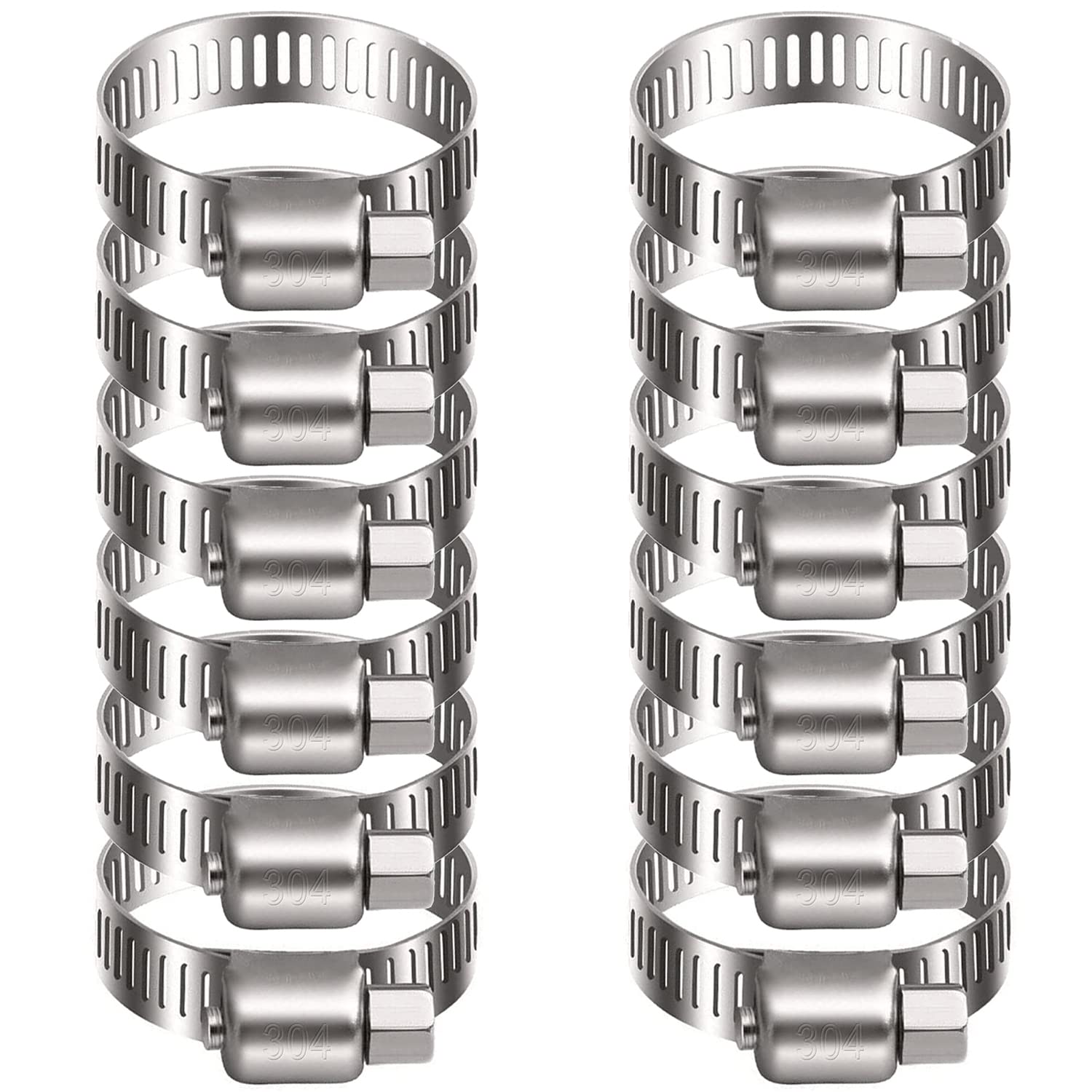 Litensh 21-44mm Stainless Steel Hose Clips, 12PCS Worm Gear Hose Pipe Clamp Adjustable Jubilee Clips, Duct Clamp Fuel Line Hose Clamps for Plumbing Automotive Pool Car Pond and Garden