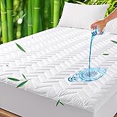 Unilibra Full Size Waterproof Mattress Pad Rayon Made from Bamboo, Quilted Breathable Mattress Protector, 6''-19'' Deep Pocke