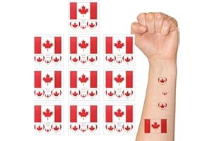 2026 World Soccer Sport Cup Canada Flag Temporary Tattoos 10 Sheets- Waterproof Patriotic CAN Face Tattoos for Football Fans 