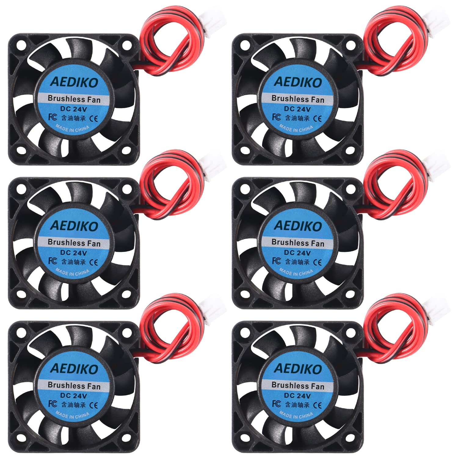 AEDIKO 6pcs 4010 Fan DC 24V Mini Brushless Fan 3D Printer Cooling Fan 40x40x10mm with 2 Pin Terminal for 3D Printer, DVR and Other Small Appliances Series Repair…