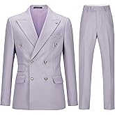 Men's Slim Fit 2 Piece Suit Double Breasted Business Wedding Prom Tuxedo Suits Blazer & Pants Set…