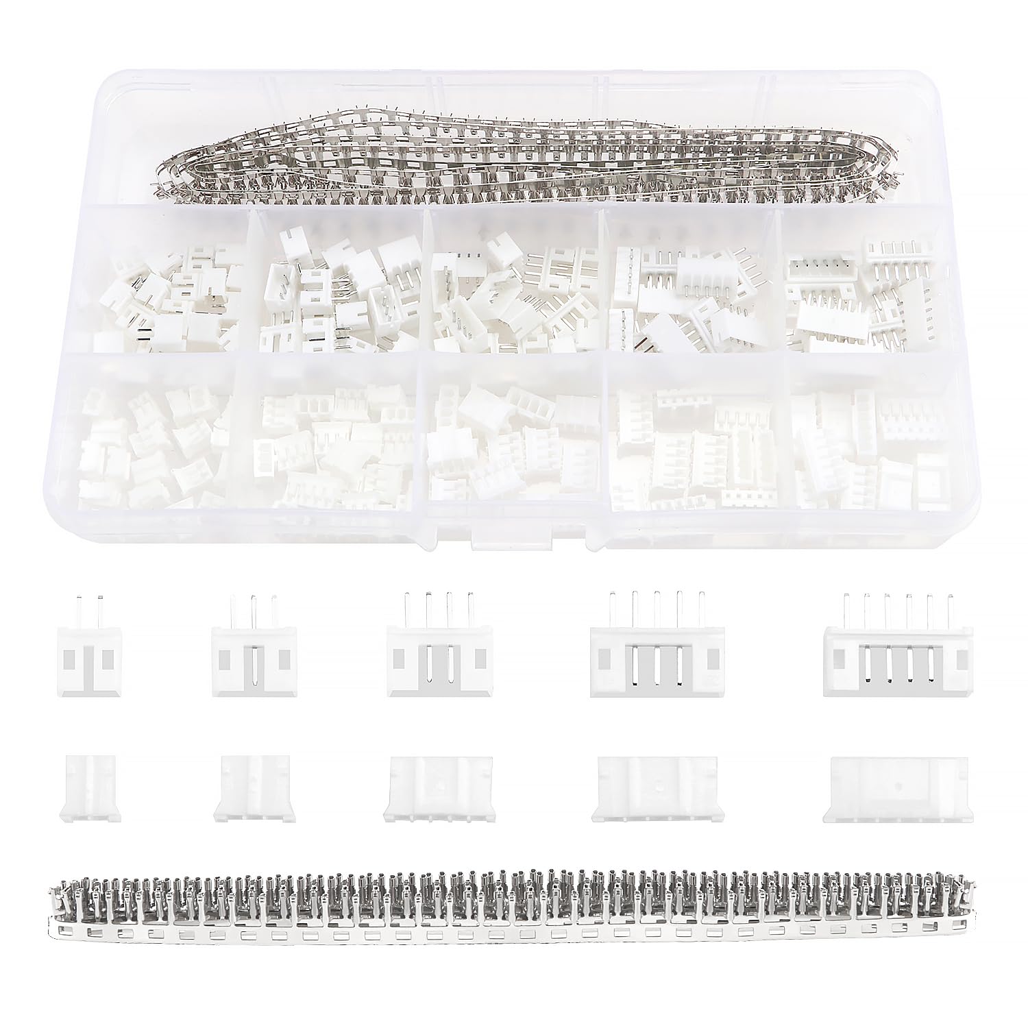Lyeteung 420 PCS 2.0mm JST-PH Connector Kit, JST-PH 2/3/4/5/6 Pin Housing Female and Male Connector Plug, with Female Pin Crimp Terminal