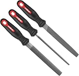 Hi-Spec 3-Piece Metal Hand File Set Flat Round Half-Round 8in/200mm