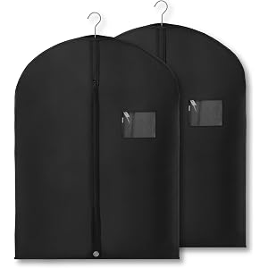 ZARLOO 2-Pack Breathable Garment Bags for Hanging Clothes – Dust-Proof Suit & Dress Covers with Clear Window – Waterproof, Fo