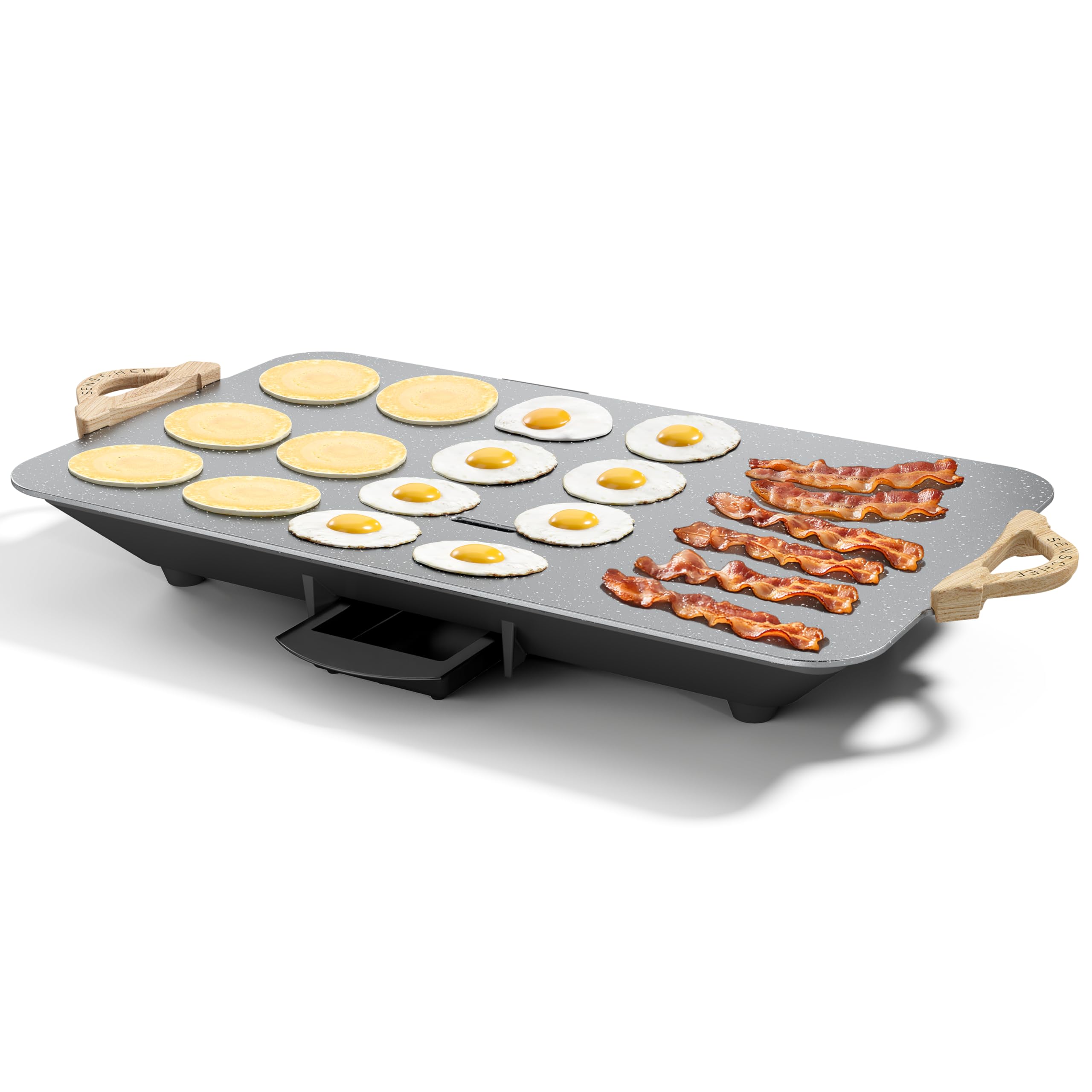 Photo 1 of 12x20inch Electric Griddle by BBQ Masters, 1700W Fast Even Heating, ILAG Granite Nonstick, Sloped Cooking Surface, Frameless Design for Easy Cleaning, Great for Family Gatherings, Grey
