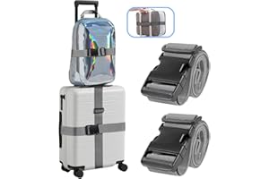 Travel Belt for Luggage Over Handle, Toffos 2-in-1 Adjustable Elastic Travel Belt for Suitcases TSA Approved, Bags, Secure for Men and Women During Airport, Trips, and Boarding (2 Pack/Grey)