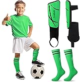 VercanMonth Soccer Shin Guards and Socks Kids Youth Lightweight Soccers Pads Defender with Ankle Protection Ski Shin Guards Football Equipment for Age 4-14 Toddler Boy Girl