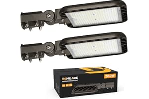 DEMILARE Parking Lot Lights 200W 2Pack 30000LM(150LM/W) Dusk to Dawn Outdoor LED Shoebox Light Slip Fit Pole Mount IP65 Waterproof 120-277V Commercial Street Area Lighting for Roadways, Backyard