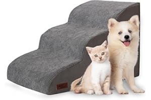 3 Tiers Dog Stairs and Ramp for Small Dogs, Non-Slip Pet Stairs for Beds Or Couches, Pet Steps for Injured Dogs, Elderly Pets