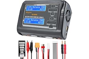 Hiyiton Dual Lipo Battery Balance Charger Discharger 10A DC 240W AC 150W Dual Port LCD Display RC Hobby Battery Charger for Lipo Li-ion Life LiHV NiCd NiMH PB Smart Batteries