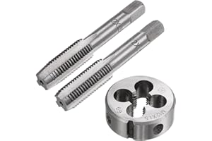 uxcell 3pcs Metric Hand Tap & Die Set, M12 x 1.5 Taper/Bottom Thread Taps + Round Die, Tap and Die Kit Hand Threading Tapping