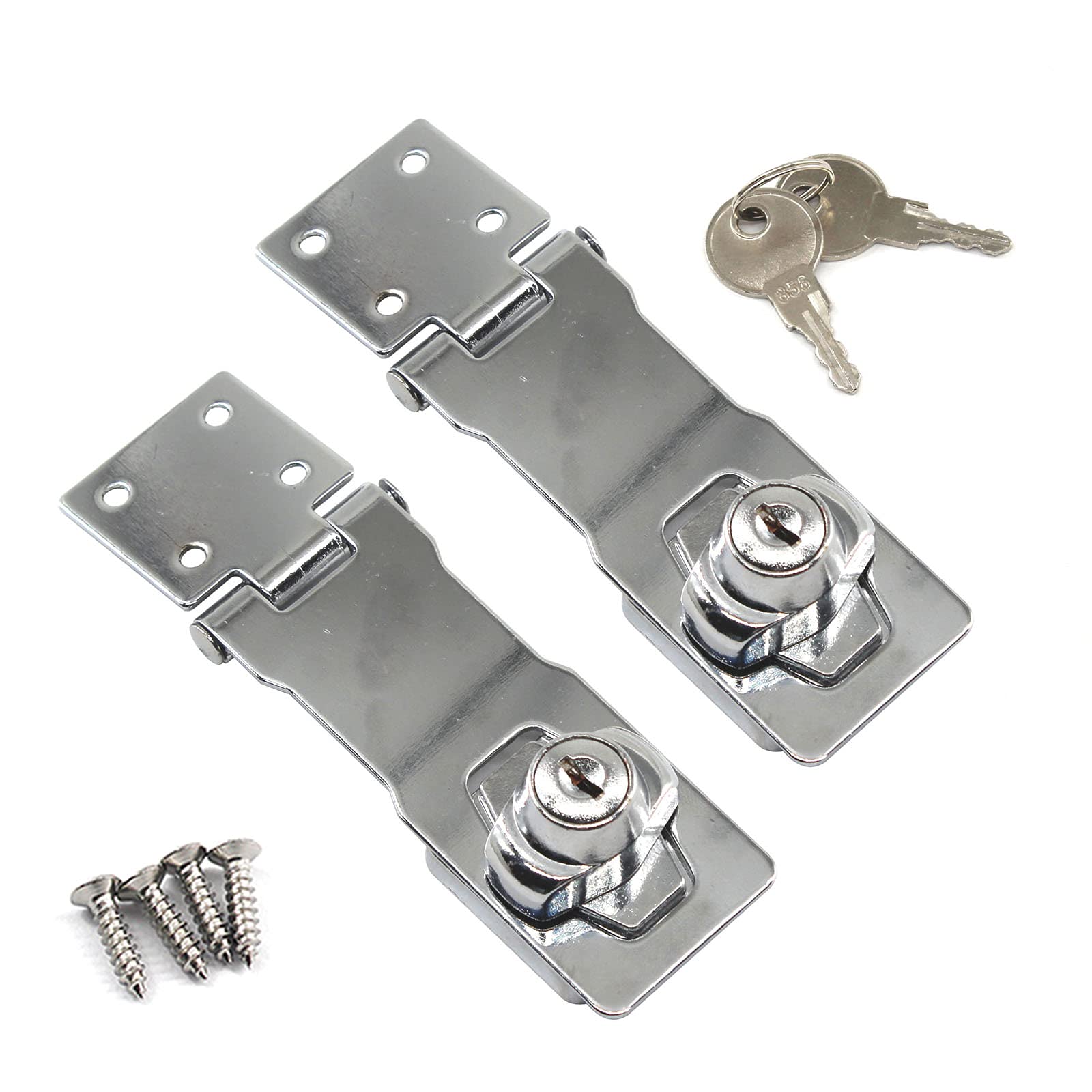Zinc Alloy Lock Hasp with Key 4 Inch Padlock Hasp Gate Lock (Pack of 2)