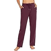 SANTINY Women's Cotton Sweatpants Yoga Lounge Casual Pants Open Bottom Sweat Pants for Women with Pockets