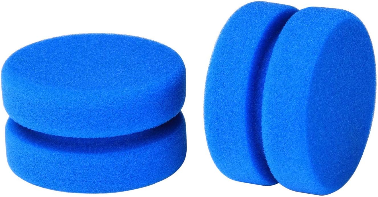 Paint Sponge Applicator, Complete with Mesh Hang Dry Storage Bag, Blue Double Layer Circular 3.15 Inch (2 Pack)