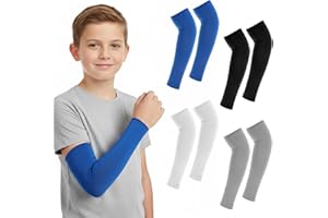 IANFAN 4 Pairs Kids Arm Sleeves, S 30cm Thin UV Sun Protection Cooling Compression Sleeves, Outdoor Sport Breathable Elastic 