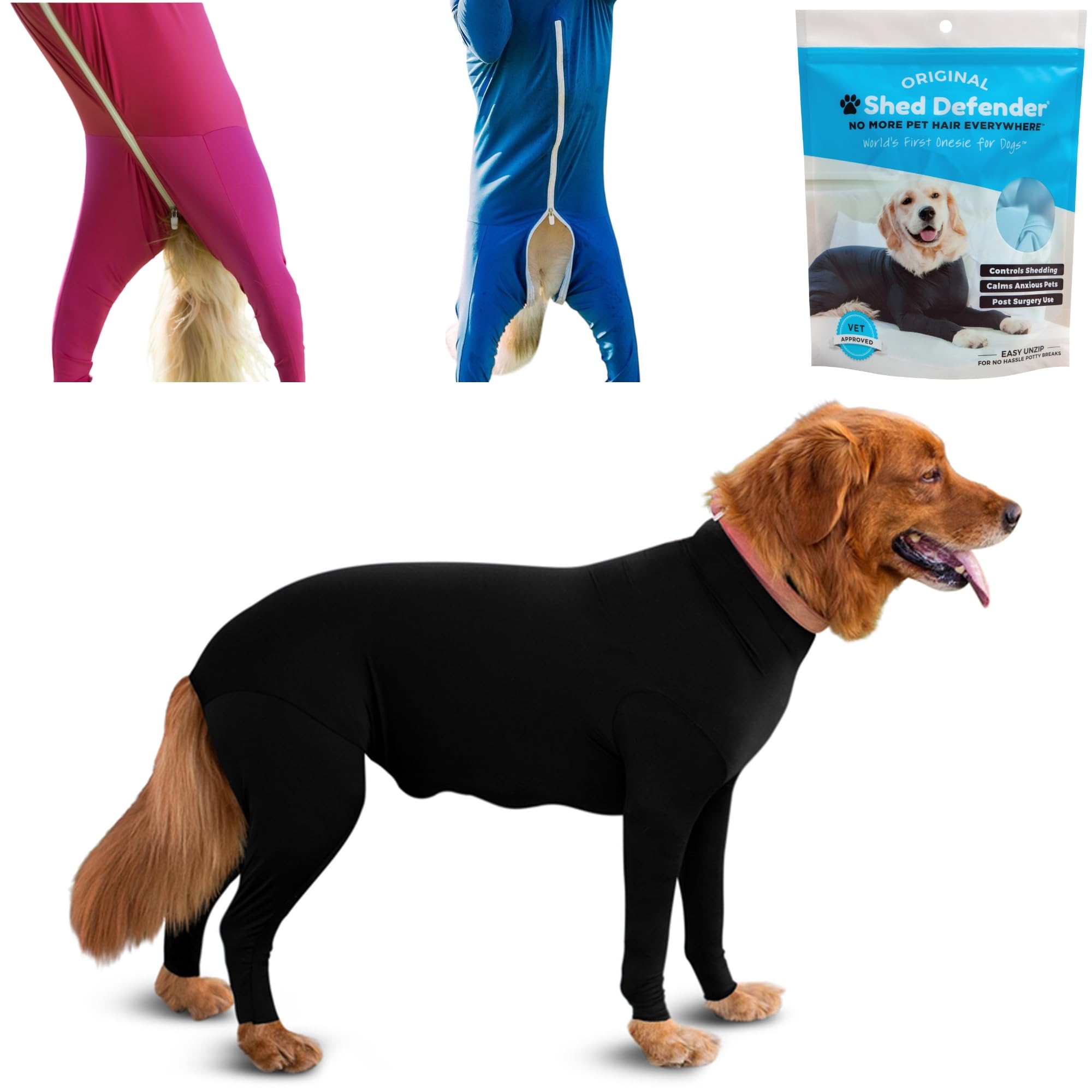 Shed Defender Bodysuit for Dogs - Original Dog Onesie Shedding Shirt - Seen on Shark Tank - Contains Dog Hair, Anxiety Calming Surgery Recovery Suit - Vet Approved XL (28-38 kg)
