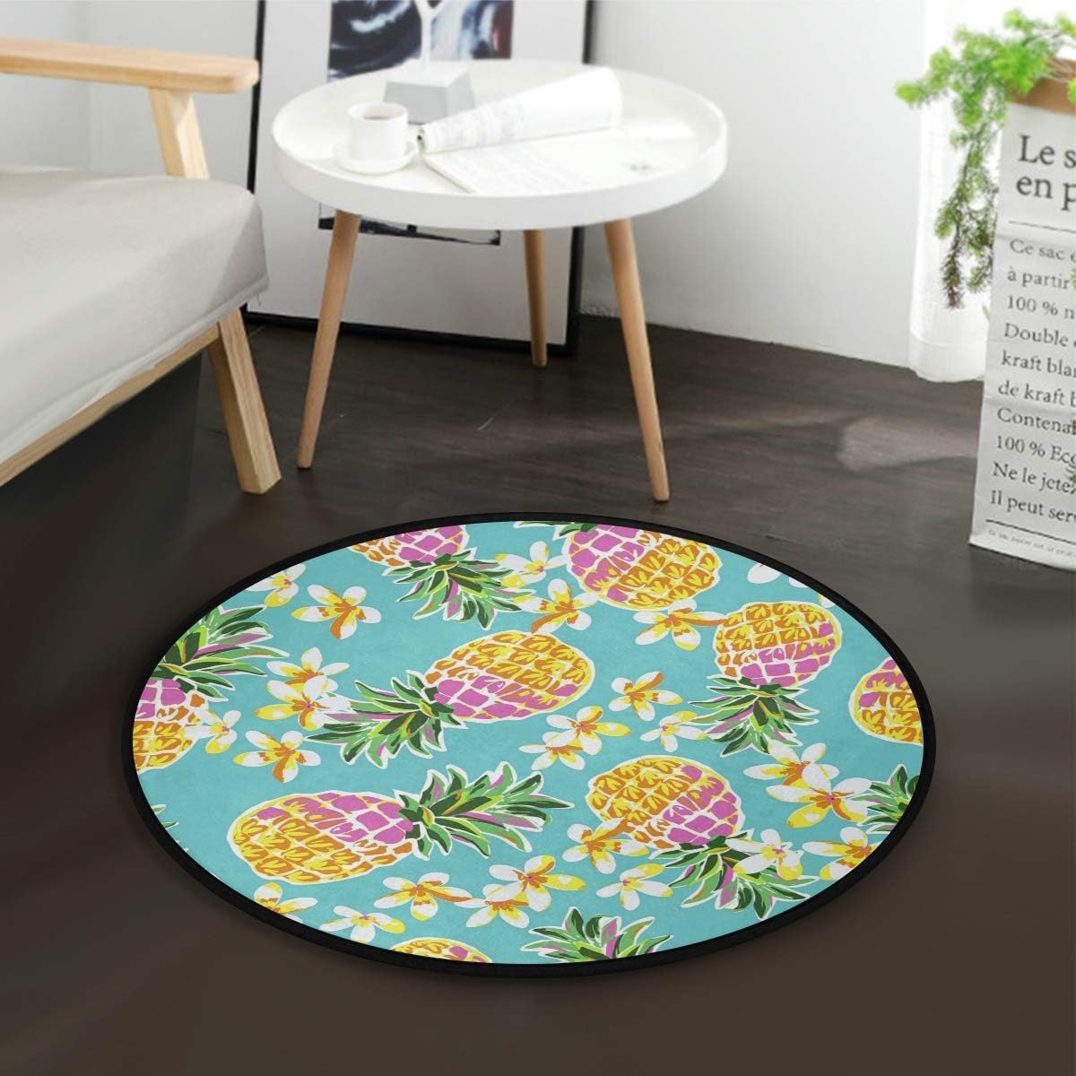 Fruit Fruit Flower Summer Round Area Rug for Living Room Bedroom