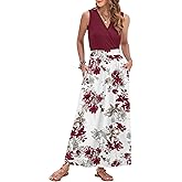 AUSELILY Women's Maxi Dress 2026 Summer Casual Sleeveless Sundress V Neck Wrap Vacation Cocktail Long Dresses with Pockets
