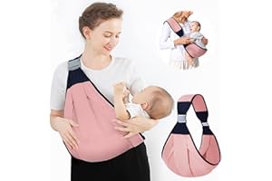 QETRABONE Baby Sling Carrier - Adjustable Half Wrapped Sling Hip Carrier, One Shoulder Labor-Saving, Lightweight Cloth Fabric Baby Holder for Newborn to Toddler Up to 45 lbs (Pink)