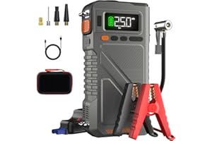GEENEU 5000A Car Jumper Starter, Portable Car Battery Jump Starter with Air Compressor(10L Gas/9L Diese) Combo 150PSI Tire Inflator, 12V Vehicle Jump Box Power Booster Pack with Extended Jumper Cable