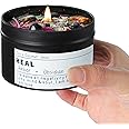 Obsidian Crystal Stone Energy Candle, Good Aura Health Protection, Baltic Amber Chakra Magic Vegetarian Affirmation Gift.(HEAL)