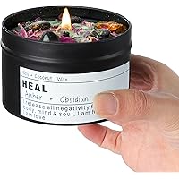 Obsidian Crystal Energy Candle, Good Aura Health Protection, Baltic Amber Chakra Magic Self-Care, Emotional Support, Encourag