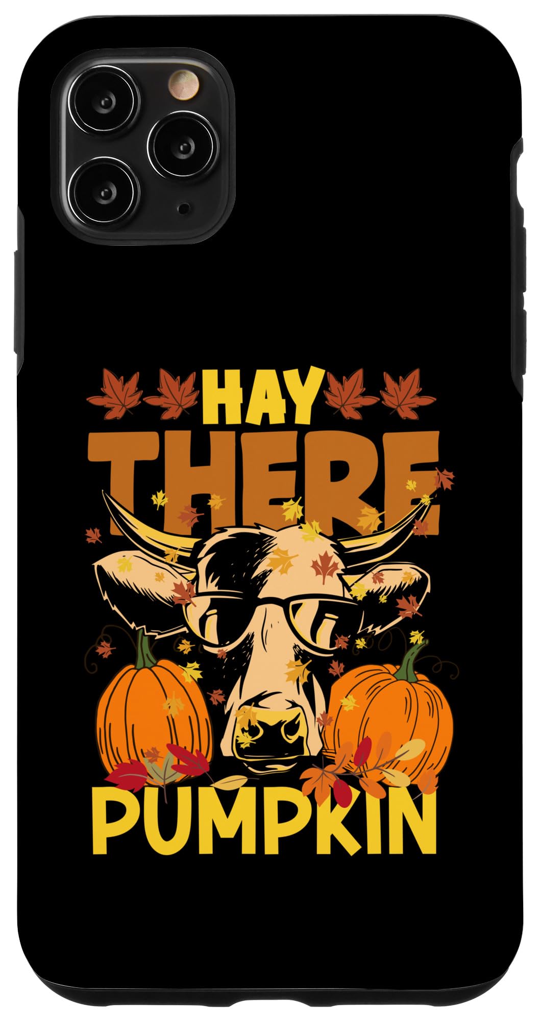 iPhone 11 Pro Max Hay There Pumkin Highland Cow Fall Autumn Thanksgiving Case