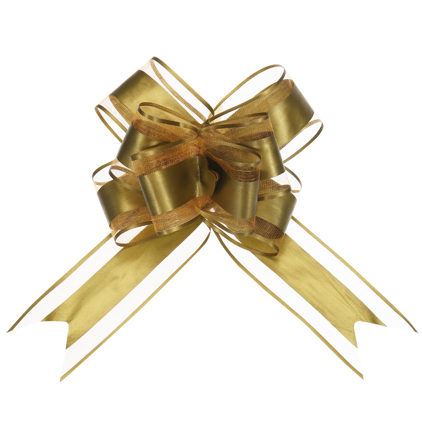 Uxcell 20pcs 9 Inch Giant Large Pull Bow Gift Wrapping Organza Bows Ribbon Gold for Wedding Baskets Presents Christmas — image 1