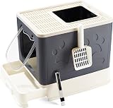 Vealind Covered Cat Litter Tray with Door Front Drawer Scoop view 7