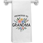 WARDOS Promoted to Grandma Kitchen Towels, Pregnancy Announcement for Grandma Hand Towels for Bathroom Kitchen Decorative, Grandmother to Be Gifts Dish Tea Towels Drying Cloth, 16x24 Inch