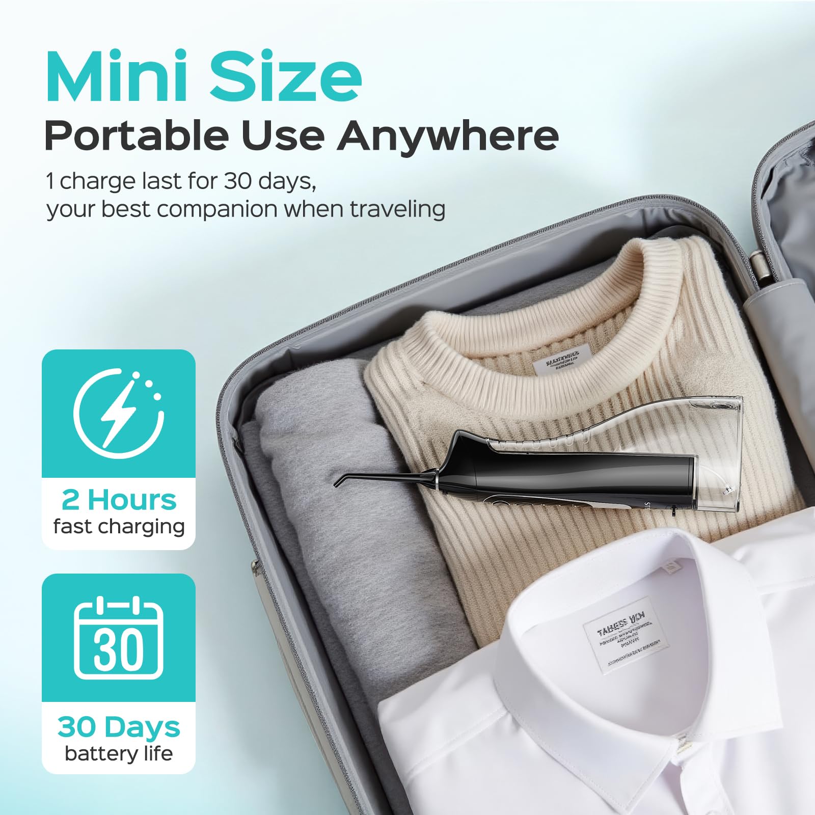 COSLUS Water Dental Flosser for Teeth Cordless: 2025 Upgraded Portable Oral Irrigator 300ML 5 Jet Tips Rechargeable Tooth Flosser Teeth Braces Pick IPX7 Waterproof Irrigation Cleaner for Travel Home