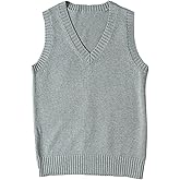 ZUEVI Women's Sweater Vest Classic V Neck Uniform Pullover Knitwear Tops Sleeveless Knitted Sweaters Vests