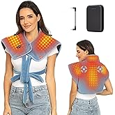 Heating Pad for Neck and Shoulders and Back with Battery,Portable Heated Pad with Vibration Massager and 3 Heating Modes,Weighted Electric Heat Pad,16.9'' x 23.6'' (Sky Blue)