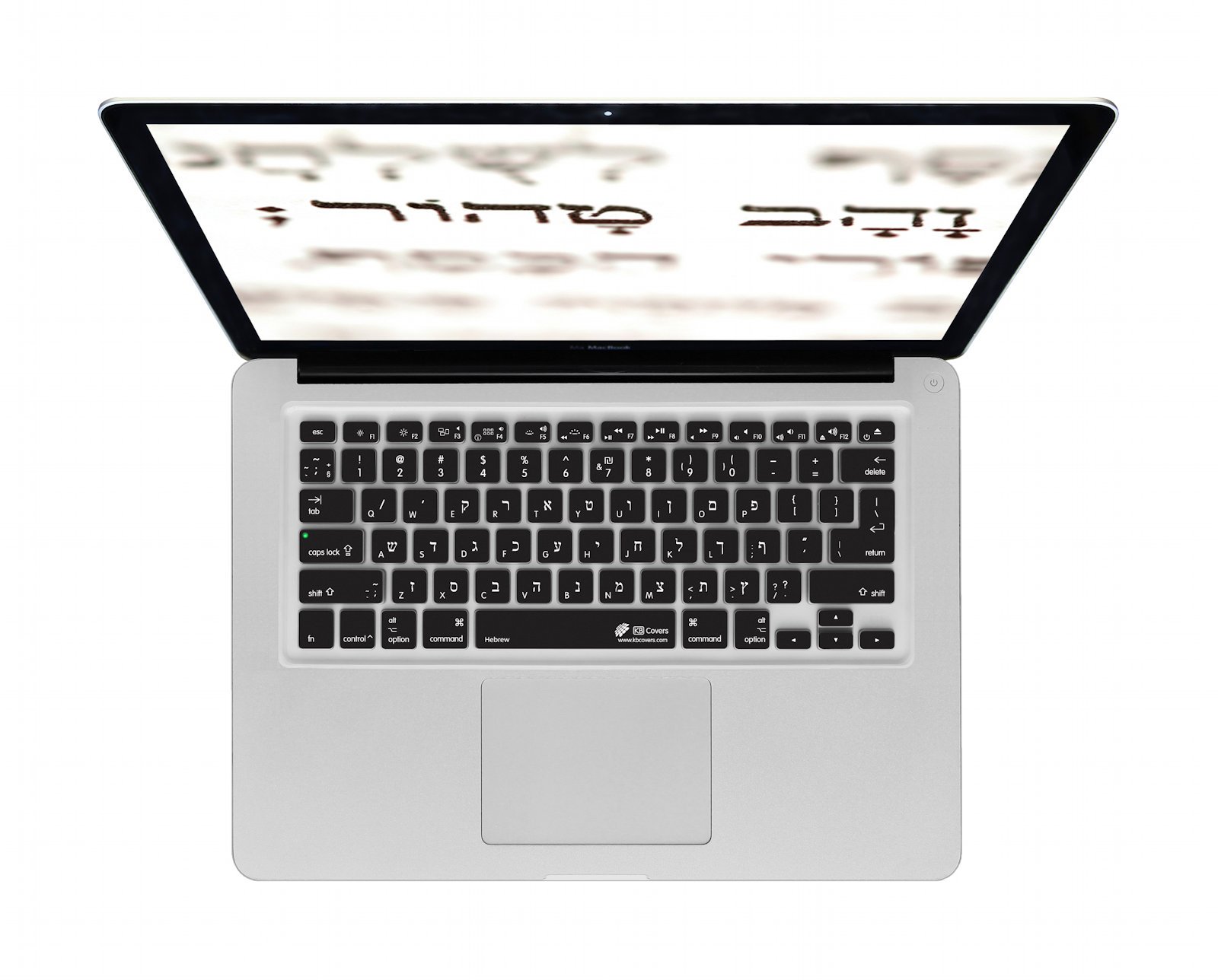 KB Covers Hebrew Keyboard Cover for MacBook (HEB-M-CB-2),Clear w/black buttons