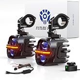 Future Eyes X80 Motorcycle Auxiliary Lights Driving Lights Fog Lights Kit | 3 Inch, CNC, White &amp; Amber High/Low Beam, Strobe &amp; DRL, 6+ Modes, IP67 Waterproof, Ambient Light for Motorcycles, ATV, UTV