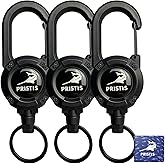 Pristis 3 Pack Heavy Duty Zinger Retractors, Saltwater Resistant 28" Stainless Steel Wire Rope Tether Carabiner Clip, Retract