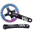 BUCKLOS MTB Mountain Bike Single Speed Square Taper Crankset -170mm Cranksets Bicycle Crank Set with 104BCD 32/34/36/38/40/42T Round/Oval Chainring Fit for Ebike/Commuter Bike