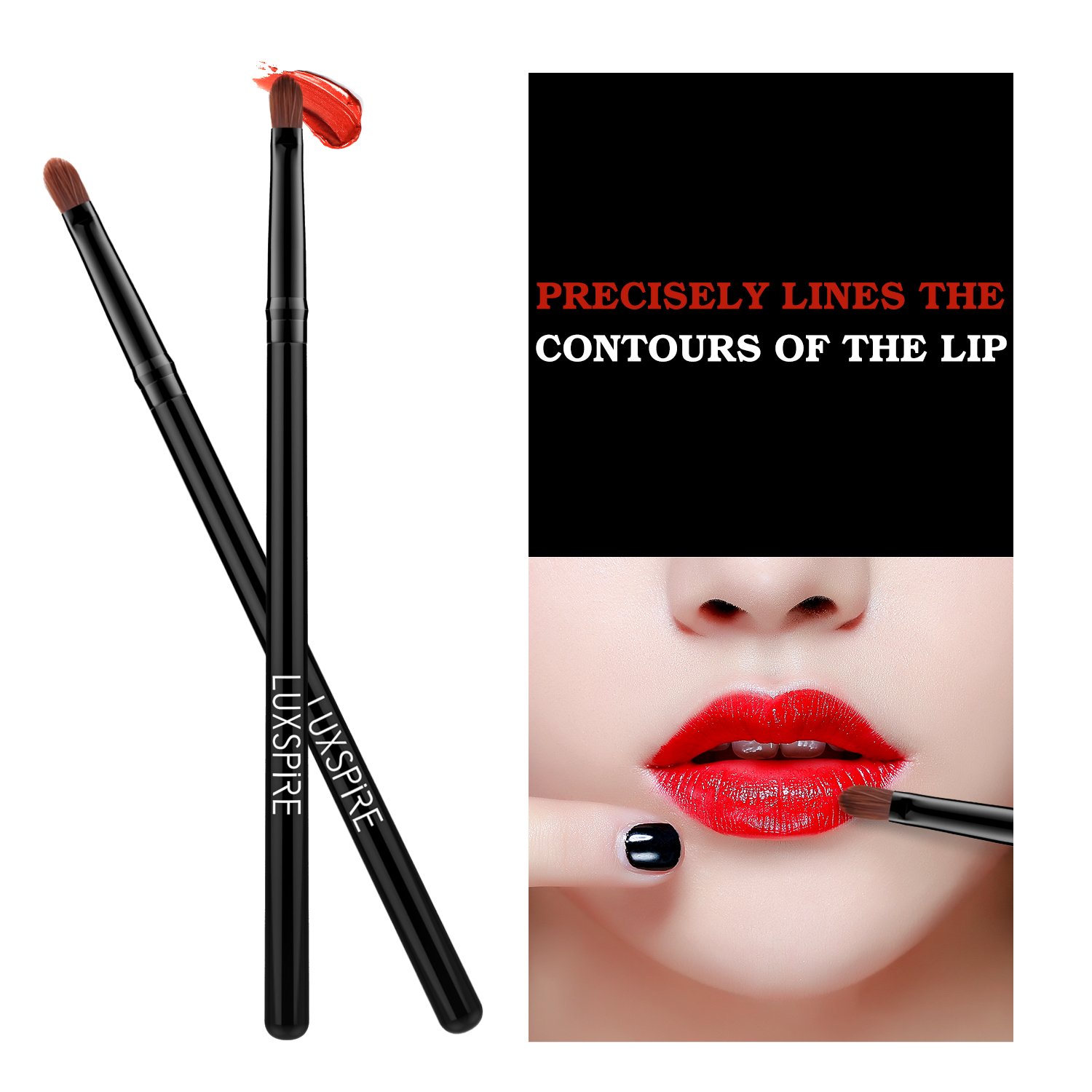 Luxspire Lip Brush Concealer Brushes 2 Pieces, Lipstick Gloss Brushes Applicators Eyeshadow Lip Liner Makeup Brush Cosmetics Make Up Tools, Small Make Up Brushes: Beauty