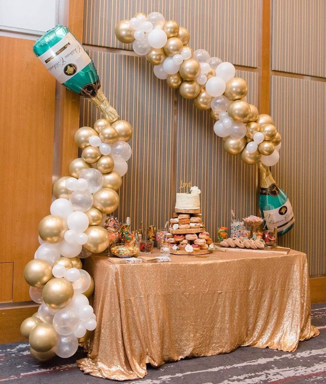 88 PCS Champagne Bottle Balloon Garland Arch Kit, Gold Silver Clear Balloons for Birthday Party, Birthday Wedding Bridal Baby Shower Bachelorette Anniversary Party Balloons Decorations: Toys & Games