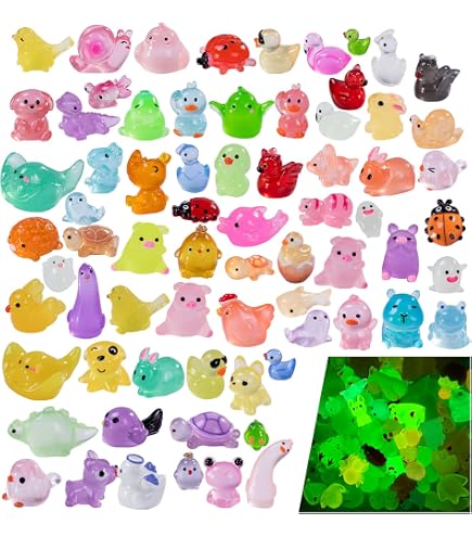LIINWNIRS 135 Pcs Glow In The Dark Mini Resin Animals – Tiny Figurines For Fairy Gardens, Aquariums & DIY Decor - View #9