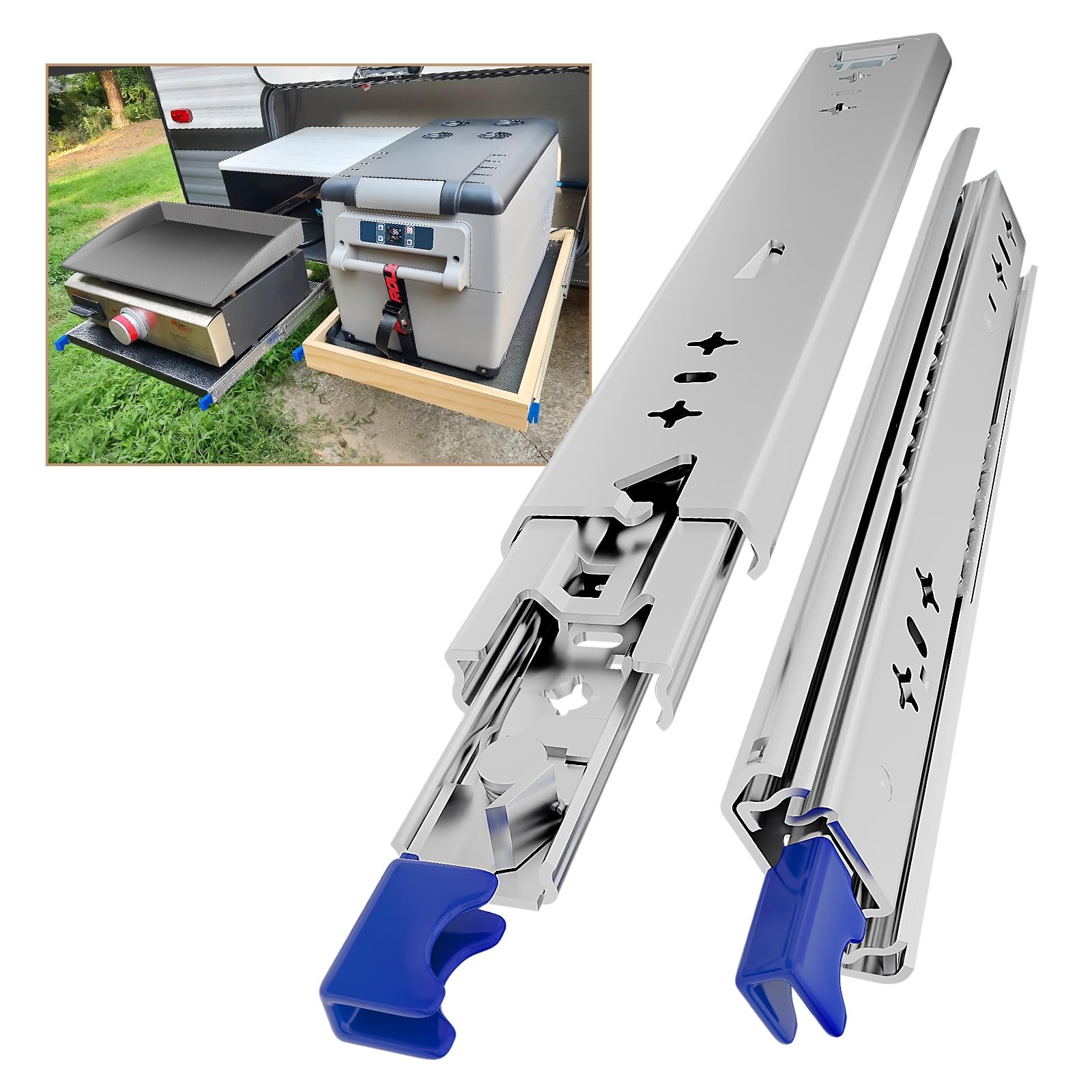 AOLISHENG Heavy Duty Drawer Runners 400mm 120Kg Load Capacity Heavy Duty Drawer Slides Draw Runners, Ball Bearing Full Extension Draw Sliding Rails Sliders Side Mount 1 Pair, 16 inch with Lock