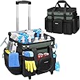 Ytonet Cleaning Caddy with Wheels, Large Rolling Caddy Bag with Detachable Trolley for Housekeepers, Water Resistant Cleaning Cart Supplies Organizer for Home, Car, Tool Organizer, Mobile Storage