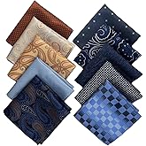 10 Pack Men's Pocket Squares, Soft Hankies Premium Mens Pocket Square Handkerchiefs Set