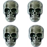 ZILucky Set of 4 Skull Drawer Knobs, Cabinet Knobs, Drawer Pulls, Halloween Home Decor (Pewter-Alloy Skull Knobs)